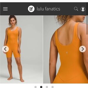 Lululemon Align Onesie 8" Biker Short Jumpsuit Romper Sz 8 Autumn Orange 824